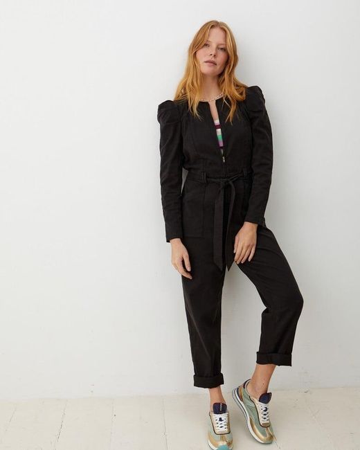 Oliver Bonas Puff Sleeve Jumpsuit in Black Lyst