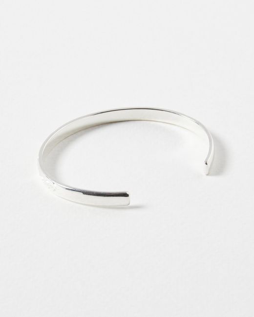 Oliver Bonas White Sarah Floral Vintage Engraving Silver Bangle