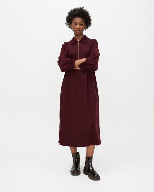 burgundy midi shirt dress Mint Velvet Women's Linen Midi Shirt Dress - Red - Size 2