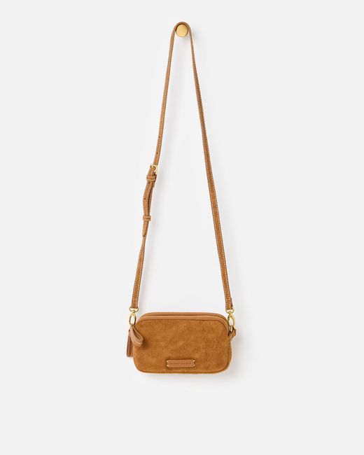 Oliver Bonas Brown Naha Tan Faux Suede Crossbody Bag