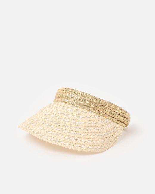 Oliver Bonas Gold & Natural Straw Sun Visor Hat