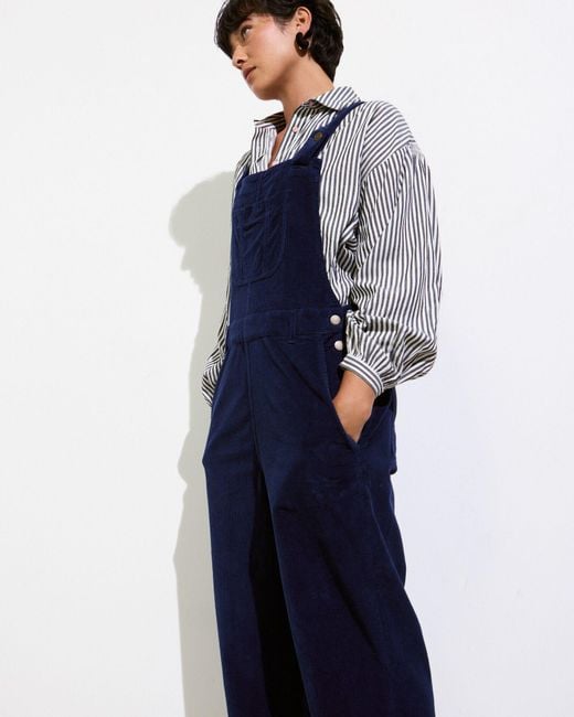 Oliver Bonas Blue Dark Corduroy Dungarees, Size 8