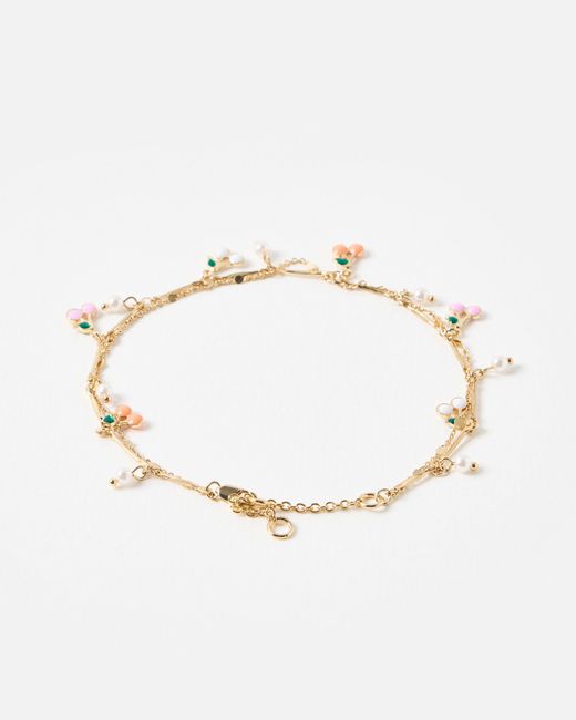 Oliver Bonas White Molly Cherry Charm Layered Bracelet