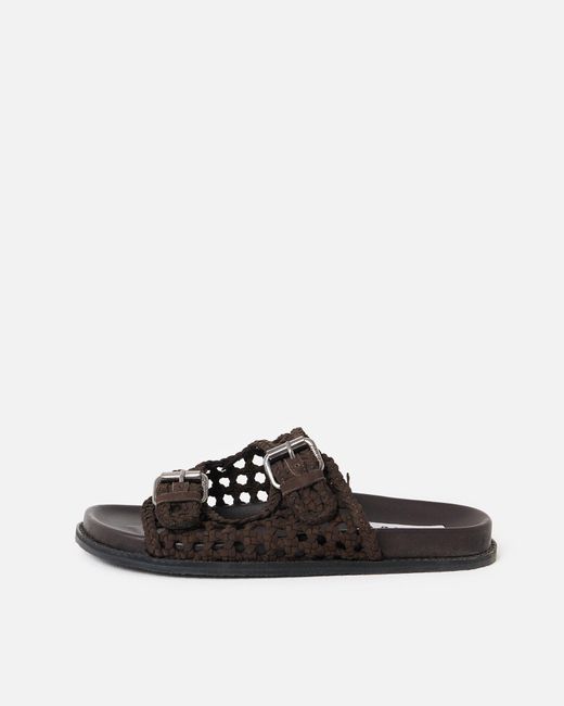 ASRA White Nia Chocolate Woven Leather Sandals, Size Uk 3