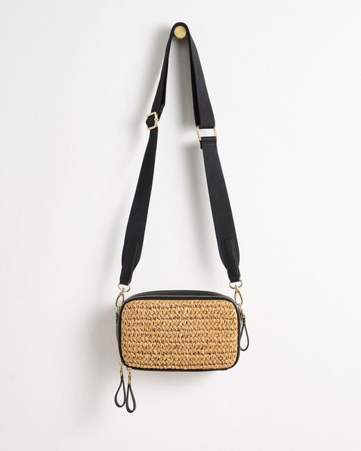 Oliver Bonas White Simen Crochet Raffia Crossbody Bag