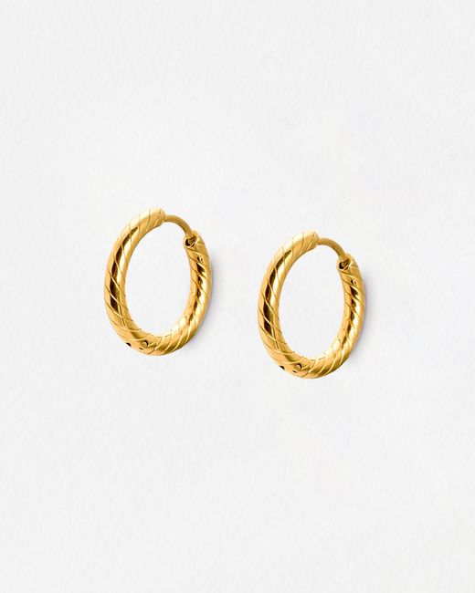 Oliver Bonas Metallic Stevie Tone Waterproof Line Small Hoop Earrings