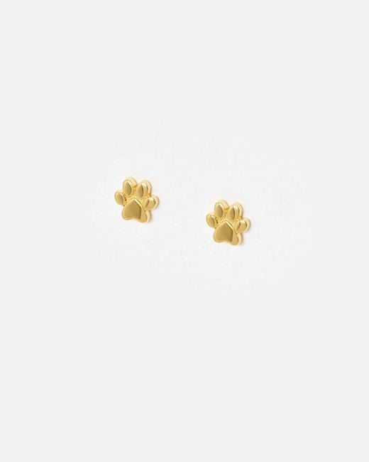 Oliver Bonas White Milo Paw Print Stud Earrings