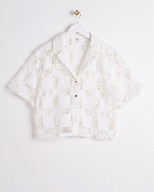 Oliver Bonas Green Cut-out Broderie Shirt