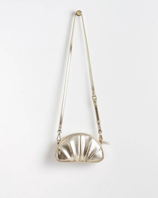 Oliver Bonas White Pleated Croissant Clutch Bag