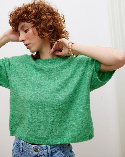 Oliver Bonas Green Boxy Knitted Top