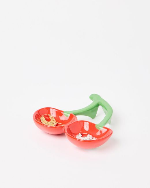 Oliver Bonas Red Cherry Ceramic Trinket Dish