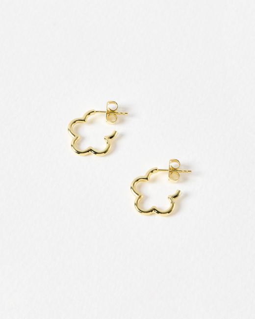 Oliver Bonas White Senna Scalloped Flower Small Hoop Earrings