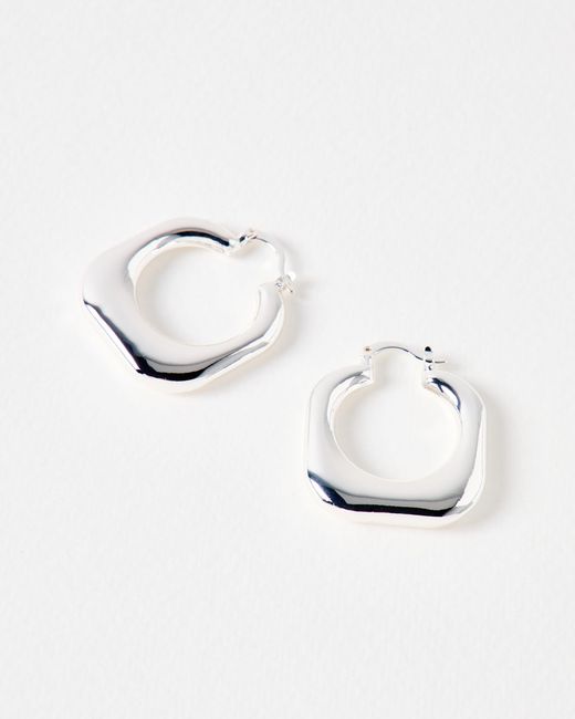 Oliver Bonas Metallic Codi Square Tone Hoop Earrings