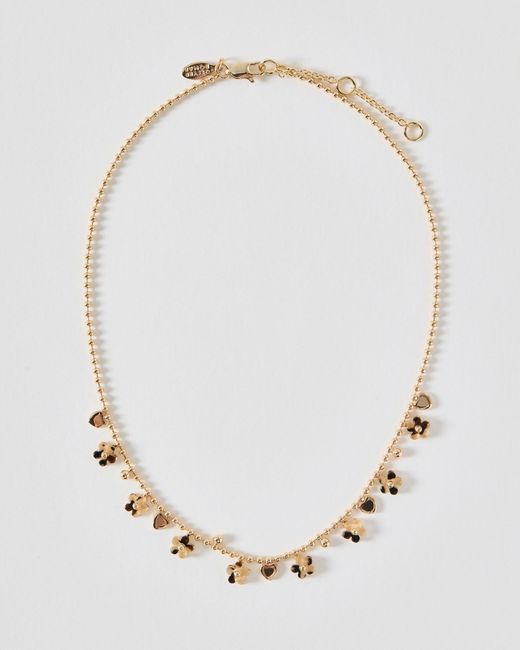 Oliver Bonas Metallic Lucinda Tort Flower Charm Necklace