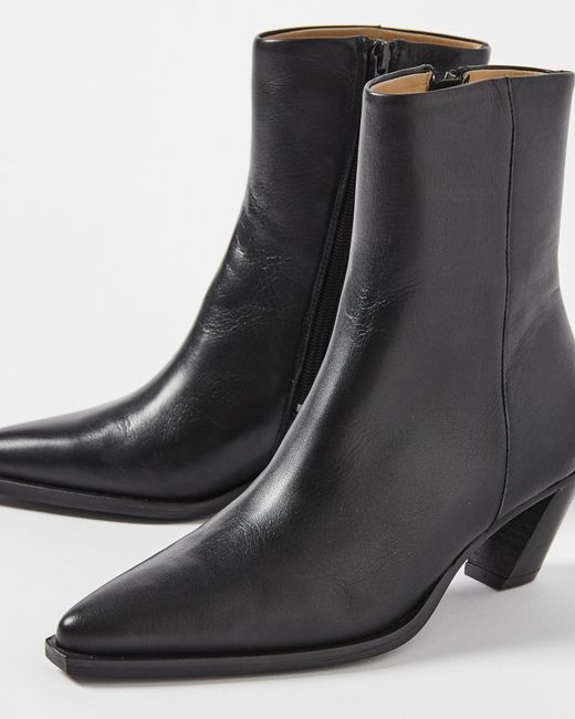 SELECTED Black Stella Leather Boots, Size Uk 3
