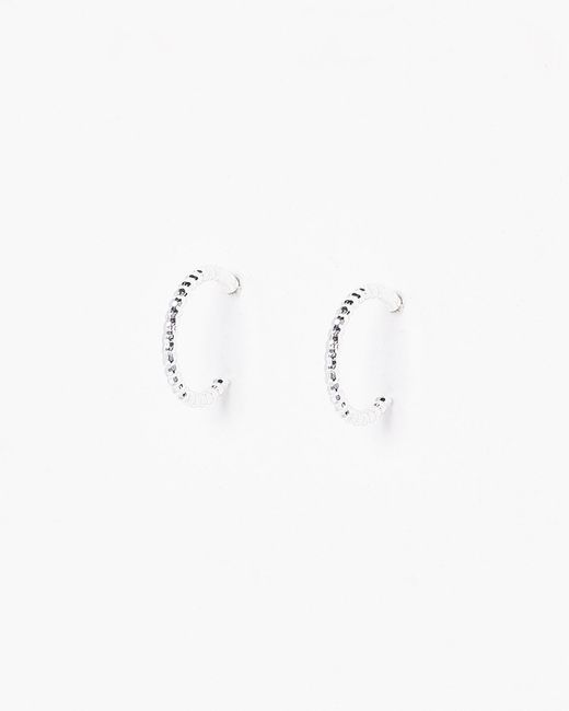 Oliver Bonas Blue Nia Silver Nugget Beaded Hoop Earrings Mini