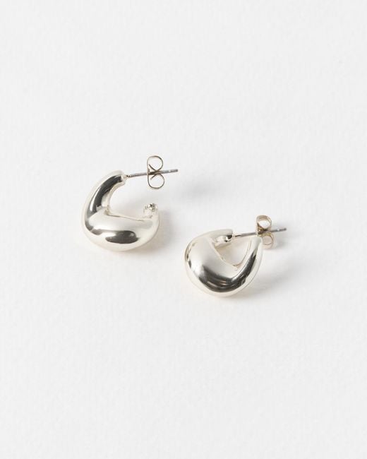 Oliver Bonas White Mary Tone Teardrop Chunky Hoop Earrings