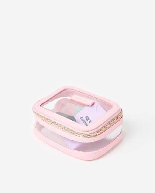 Oliver Bonas Pink Clear Travel Makeup Bag