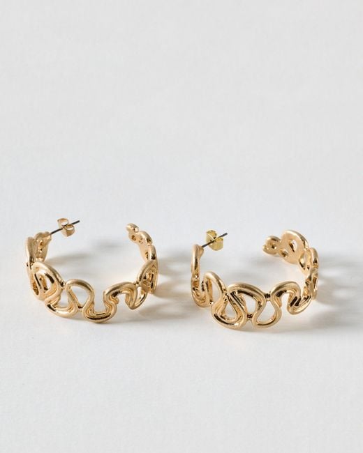 Oliver Bonas Metallic Gladys Wavy Brushed Metal Hoop Earrings