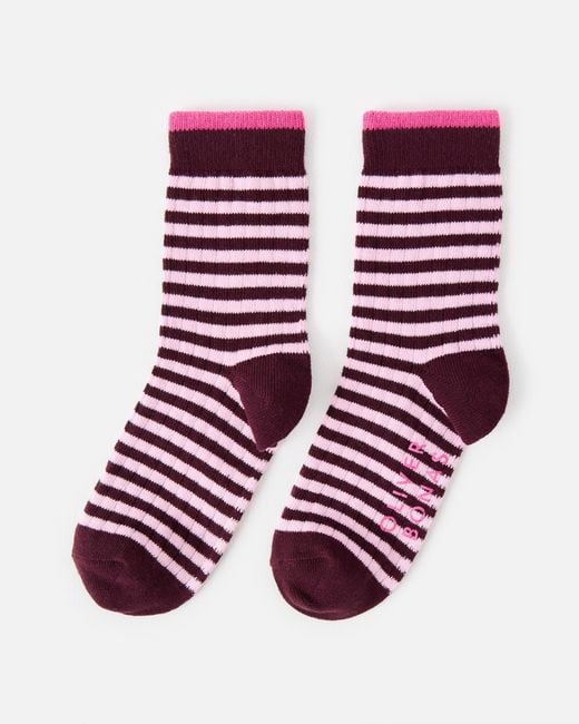 Oliver Bonas Pink Burgundy & Striped Ankle Socks