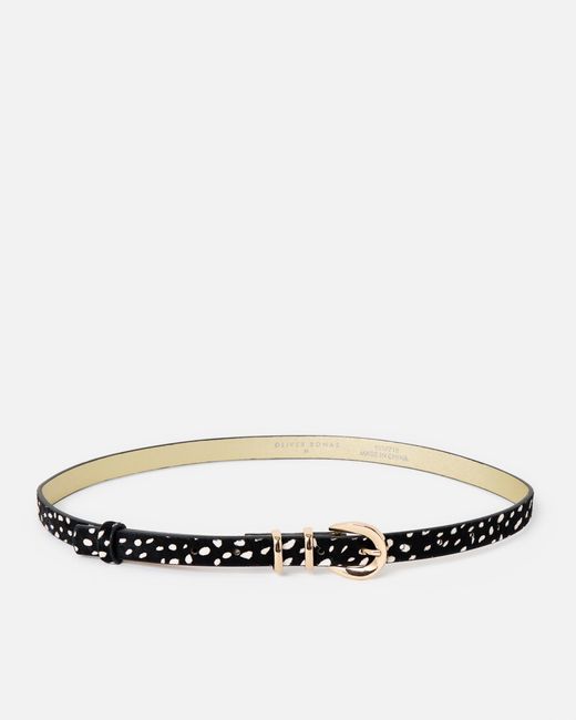 Oliver Bonas & White Spotty Animal Print Leather Belt, Size S