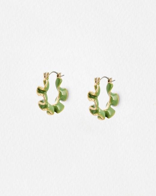 Oliver Bonas Blue Coralie Enamel Pleated Hoop Earrings