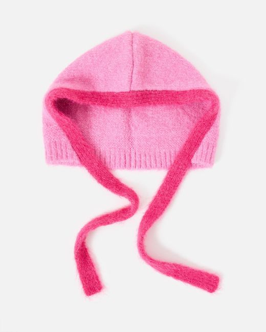 Oliver Bonas Pink Fluffy Knitted Hood