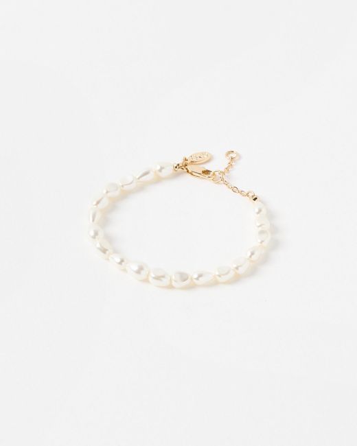 Oliver Bonas White Fana Beaded Faux Pearl Bracelet