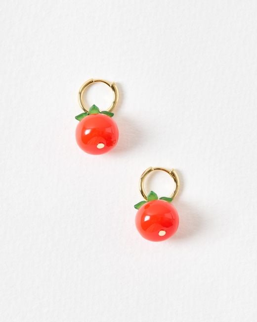 Oliver Bonas Red Cita Cherry Tomato Charm Hoop Earrings