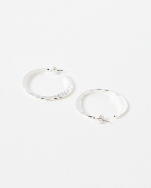 Oliver Bonas White Tansy Textured Silver Hoop Earrings