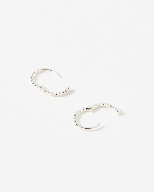 Oliver Bonas White Yara Ball Huggie Earrings