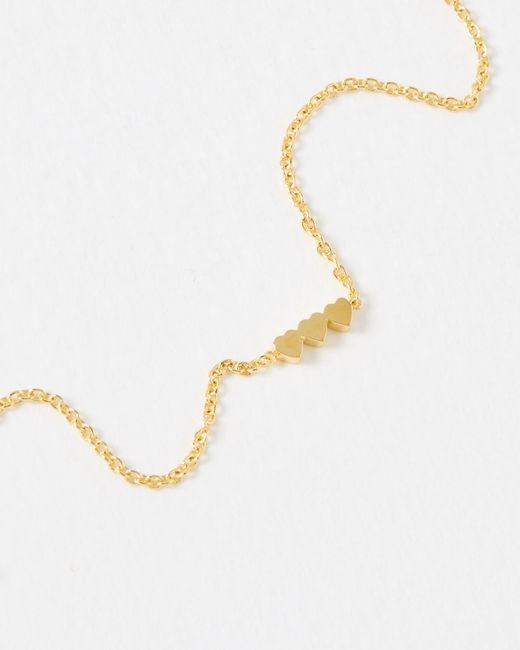 Oliver Bonas White Triple Heart Chain Bracelet