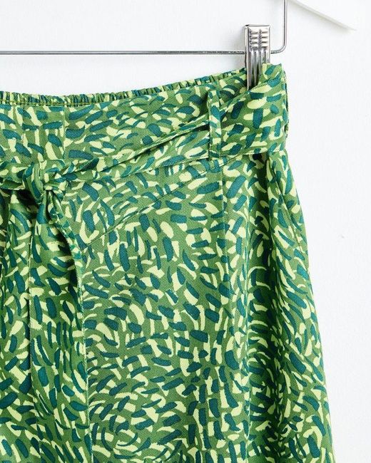 Oliver Bonas Green Palm Print Culotte Pants
