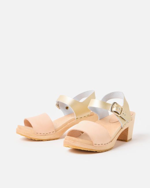 Kit and Clogs Kit + Clogs Natural & Champagne Mid Etta Leather Clogs, Size 3