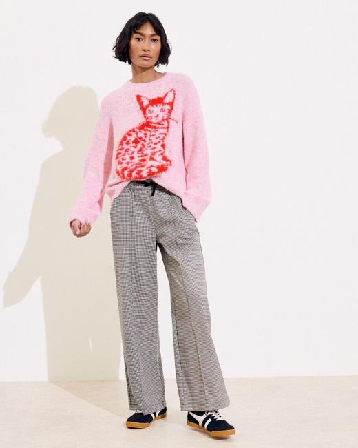 Oliver Bonas Pink Fluffy Cat Knitted Jumper, Size 18