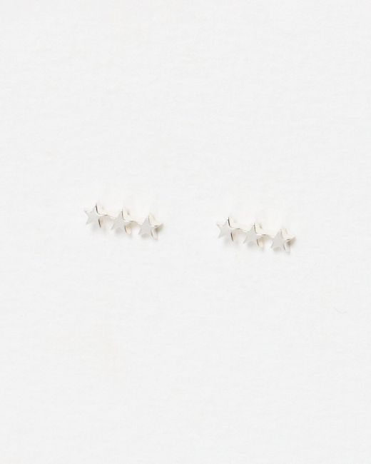 Oliver Bonas White Triple Star Stud Earrings
