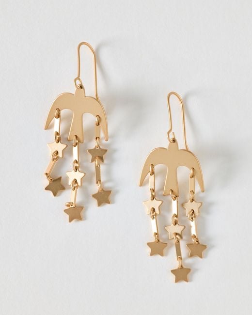 Oliver Bonas Metallic Kimi Brushed Metal Swallow Hook Earrings