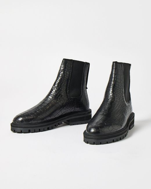 ASRA Black Clovie Croc Chelsea Boots, Size Uk 3