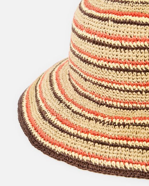 Oliver Bonas Natural & Red Striped Bucket Hat