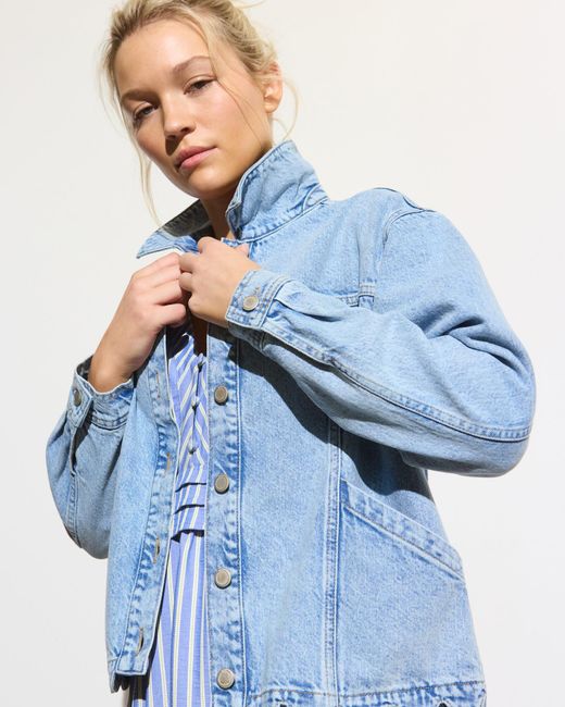 Oliver Bonas Blue Light Scalloped Denim Jacket, Size 6