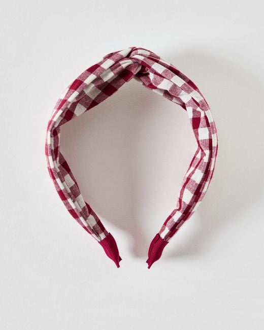 Oliver Bonas Pink Juliet Check Knot Headband