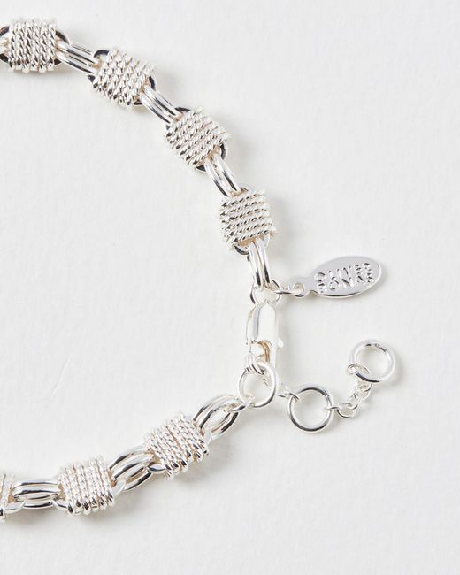 Oliver Bonas White Meri Textured Chunky Silver Chain Bracelet
