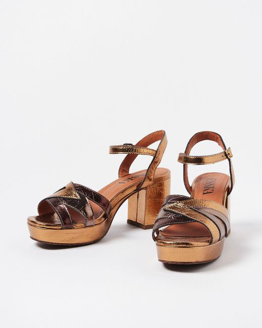 Esska Brown Cleo Leather Heeled Sandals, Size Uk 7