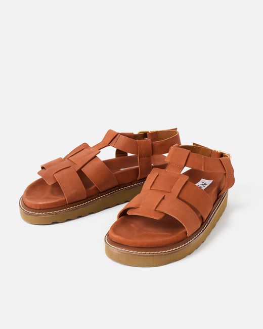 ASRA Brown Nico Terracotta Gladiator Leather Sandals, Size Uk 3