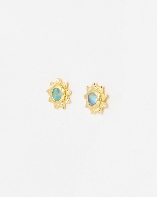 Oliver Bonas White Aine Sun Paua Shell Inlay Stud Earrings