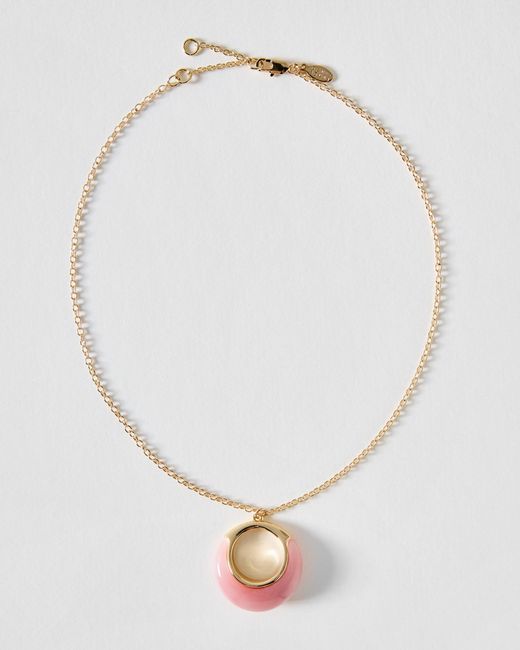 Oliver Bonas Metallic Isla Pink Resin Pendant Necklace