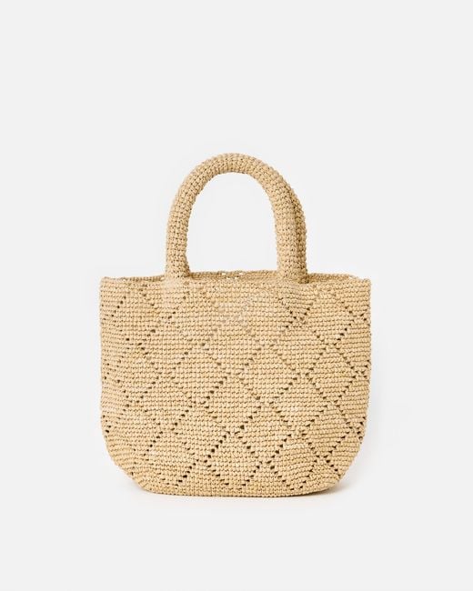Oliver Bonas Natural Cream Diamond Weave Mini Tote Bag