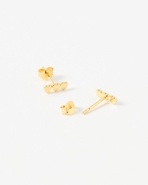 Oliver Bonas White Triple Heart Stud Earrings