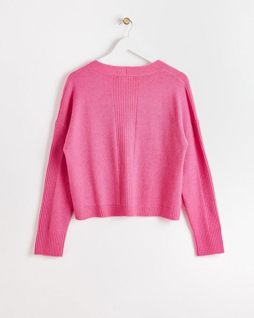 Oliver Bonas Sparkle Ribbed Cardigan in Pink Lyst