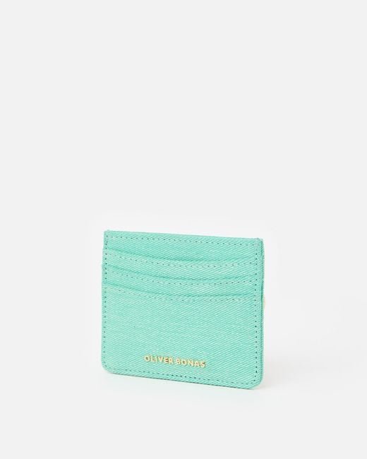 Oliver Bonas Green Lola Denim Zipped Card Holder